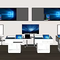 Teaching Demonstration Room With Multiple Large Screens And Operation Desks With Displays