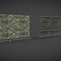 Camouflage Net With Green Brown Camo Pattern And Chain Link Fence Metal Frame