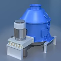 Industrial Blue Conical Equipment With Motorized Drive Unit And Stable Base Support 3d model