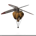 Vintage Space Exploration Aircraft Featuring Pumpkin Shaped Balloon And Propeller Design