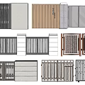 Modern Entrance Gates Design With Metal Slats Wooden Panels And Decorative Frames
