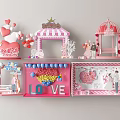Pink Romantic Celebration Decorations With Hearts Balloons LOVE Letters And Gazebo