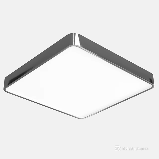 Modern Square LED Ceiling Light With Sleek Metal Frame And White Panel 3d model 