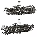 Unique Artistic Black Metal Chandelier With Twisted Curved Design For Modern Interior Decor
