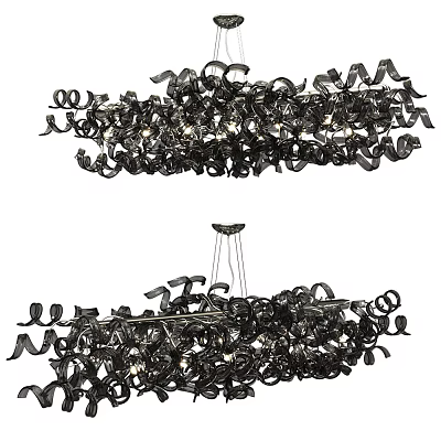 Unique Artistic Black Metal Chandelier With Twisted Curved Design For Modern Interior Decor 3d model