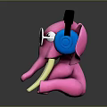 Cute Pink Elephant Toy Wearing Blue Headphones Black Sunglasses And White Tusks