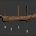 Natural Wooden Branch Decor With Three Supporting Poles And Hanging Metal Containers