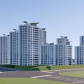 Modern Residential Complex 3D Rendering With High Rise Buildings Green Spaces And Road Layout