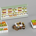Display Shelves for Fresh Fruits and Vegetables with Multi Tiered Design in Retail Store