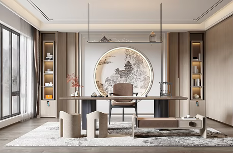 New Chinese Style Study 3d model