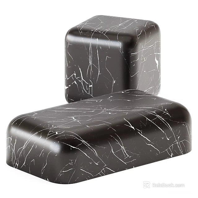 Modern Black Coffee Tables With White Veined Marble Texture Design 3d model 