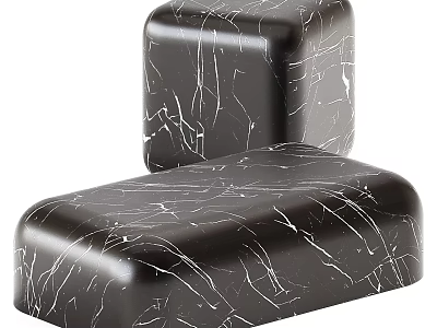 Modern Black Coffee Tables With White Veined Marble Texture Design 3d model