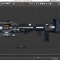 Futuristic Metallic Weapon With Detailed Complex Mechanical Components And Orange Accents