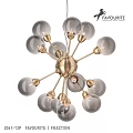 Modern Brass Chandelier with Multiple Spherical Glass Bulbs and Star Shaped Metal Frame