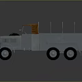 Vintage Gray Truck With Orange Canvas Top Open Cargo Bed And Six Wheels