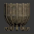 Antique Bronze Household Item Featuring Intricate Butterfly Motifs Circular Patterns And Curved Feet