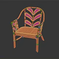 Handwoven Wicker Leisure Chair With Leaf Shaped Backrest For Outdoor Patio Garden