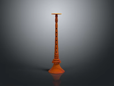 Orange Tall Slender Candle Holder With Circular Base And Decorative Holes For Home Decor 3d model