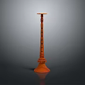 Orange Tall Slender Candle Holder With Circular Base And Decorative Holes For Home Decor