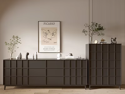 Modern Black Wood Grain Entrance Cabinet Sideboard Cabinet Balcony Cabinet Storage Cabinet Entrance Cabinet 3d model