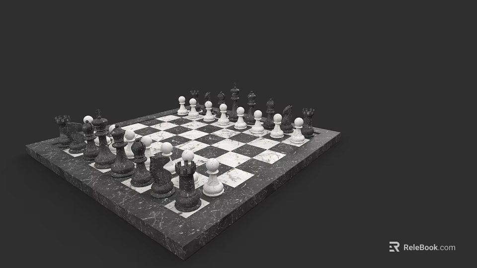 Classic Chessboard Featuring Black And White Pieces For Strategic Board Game Entertainment 3d model 