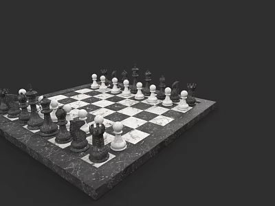 Classic Chessboard Featuring Black And White Pieces For Strategic Board Game Entertainment 3d model