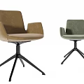 Modern Office Chairs In Brown And Green With Upholstered Seats And Metal Bases
