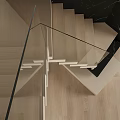 Modern Floating Stairs With Light Steps Glass Railing And Black Marble Wall