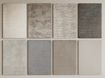 Square Rugs Collection Featuring Various Neutral Tones And Textured Patterns For Home Decor 3d model