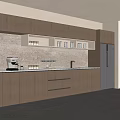 Modern Tea Room Interior Design With Open Cabinets Countertop And Appliances