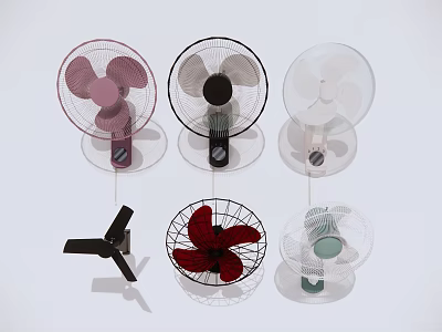Different Styles And Colors Of Air Conditioner Fans For Room Cooling 3d model