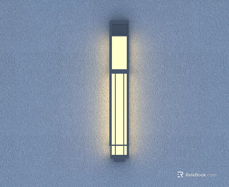 Modern Sleek Wall Light With Black Frame And Bright White Illumination On Gray Wall 3d model 