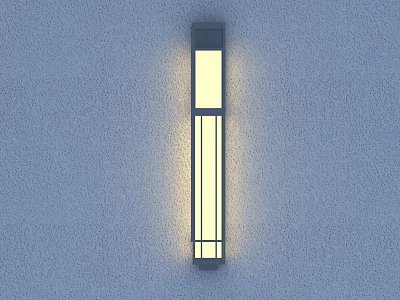 Modern Sleek Wall Light With Black Frame And Bright White Illumination On Gray Wall 3d model