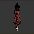 Horse 3D Art With White Skeletal Head Brown Body Black Tail And Red Winding Structures