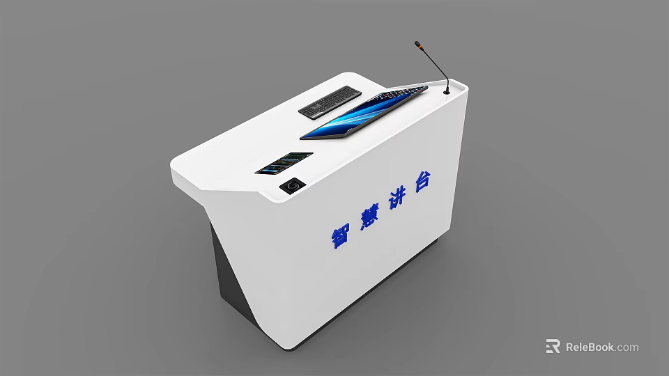 Smart Function Desk Podium with Digital Screen and Microphone for Modern Presentations 3d model