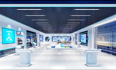 Technology Blue Intelligent Enterprise Development Internet of Things Blue Light Strip Exhibition Board Exhibition Booth Exhibition Hall 3d model