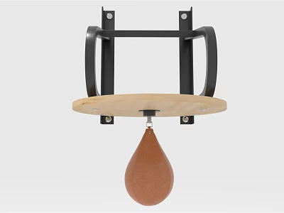 Hanging Speed Bag Sports Equipment With Wooden Platform And Metal Mount 3d model