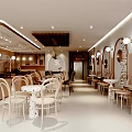 Warm Bubble Tea Shop Interior Design With Round Tables Comfortable Chairs And Circular Wall Decor
