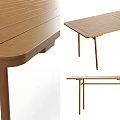 Modern Wooden Dining Table with Extendable Top Slim Legs and Wood Grain Surface