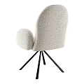 Light Beige Fleece Leisure Chair With Armrests And Black Metal Tripod Base