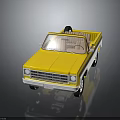 Yellow Convertible Pickup Truck with White Accents Brown Seats and Open Bed