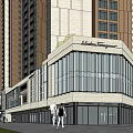 Modern Commercial Street With High Rise Buildings And Retail Shopping Spaces