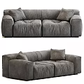 Gray Two Seater Sofa With Wrinkled Design And Soft Comfortable Pillows 3d model
