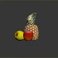Vibrant Fresh Assorted Fruits Display With Pineapple Red Yellow Apples And Plum