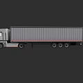 Gray Commercial Container Truck with Cab and Long Trailer Body on Dark Background