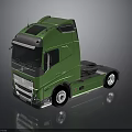Green Volvo Truck With Modern Cab Sleek Design And Shiny Body