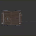 Wooden Cart With Metal Frame Spoked Wheels And Circular Top Platform Design