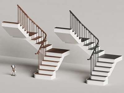 American Pastoral Stairs Solid Wood Stairs 3d model