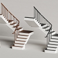 American Pastoral Stairs Solid Wood Stairs 3d model