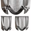 Stylish Striped Curtains For Windows With Decorative Bow Knots And Pleated Edges